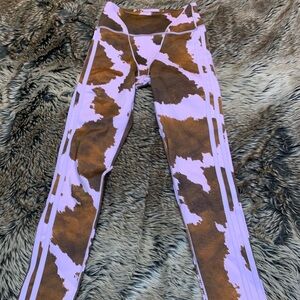 adidas x IVY PARK Beyoncé Purple & Brown Cow Print Tights Size XS NWOT